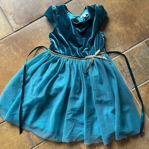Velvet tulle emerald dress 6 girls